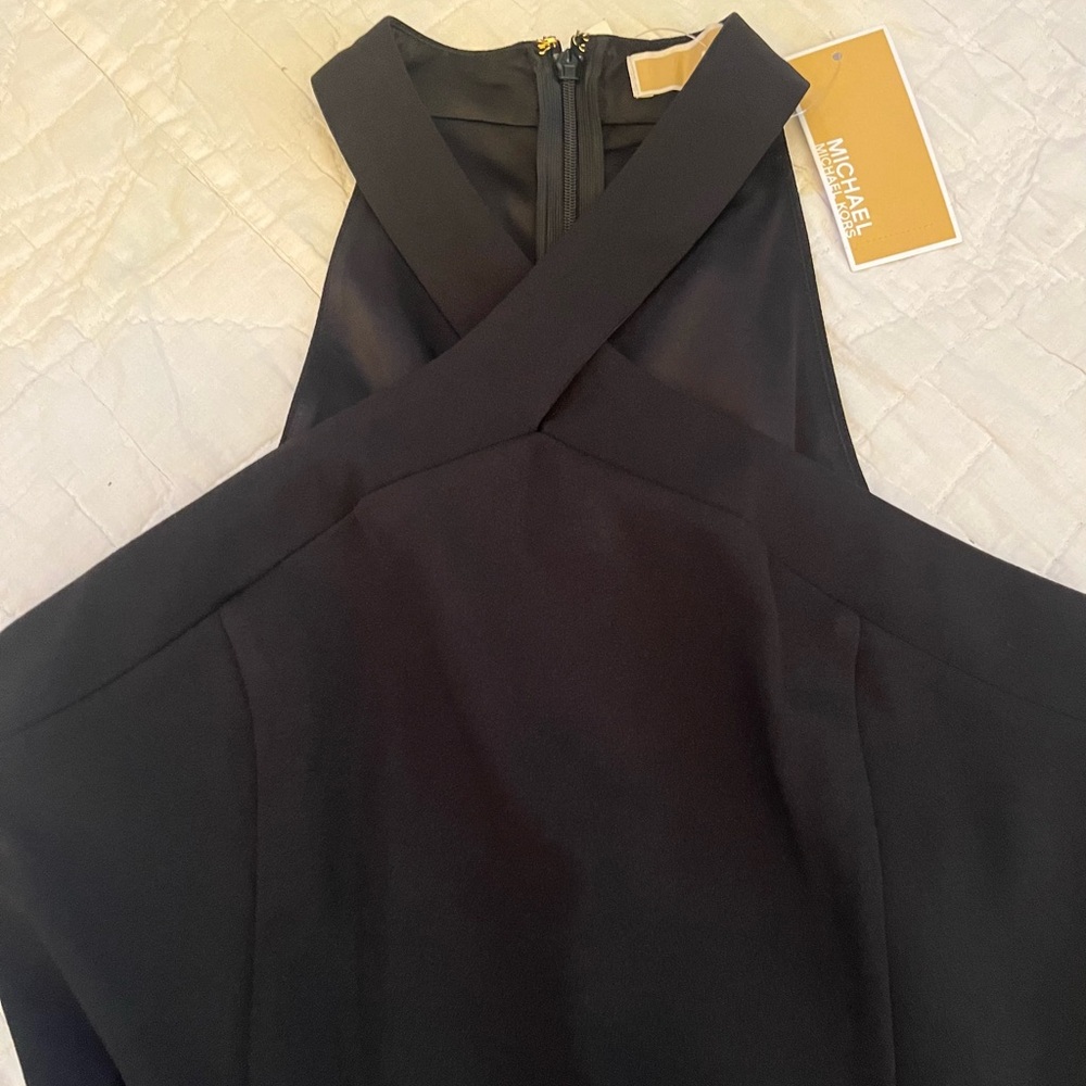 MICHAEL Kors Pleated Embellished Georgette Halter Jumpsuit Size Small - Picture 8 of 15